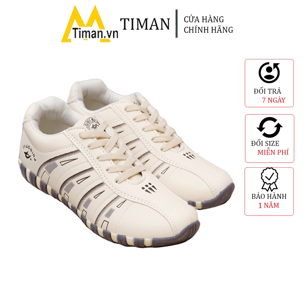 Giày thể thao nữ sneaker độn đế đẹp màu trắng siêu nhẹ chất liệu vải cho trung niên bảo hành 1 năm N95 TIMAN