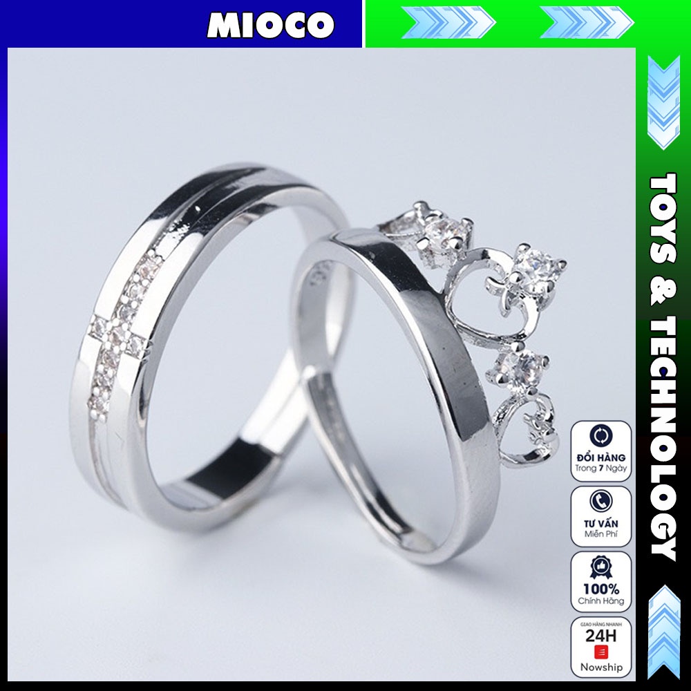 Nhẫn cặp đôi nam nữ cao cấp MIOCO NB01, thiết kế hở dễ dàng điều chỉnh kích cỡ, thời trang tình yêu mẫu mới