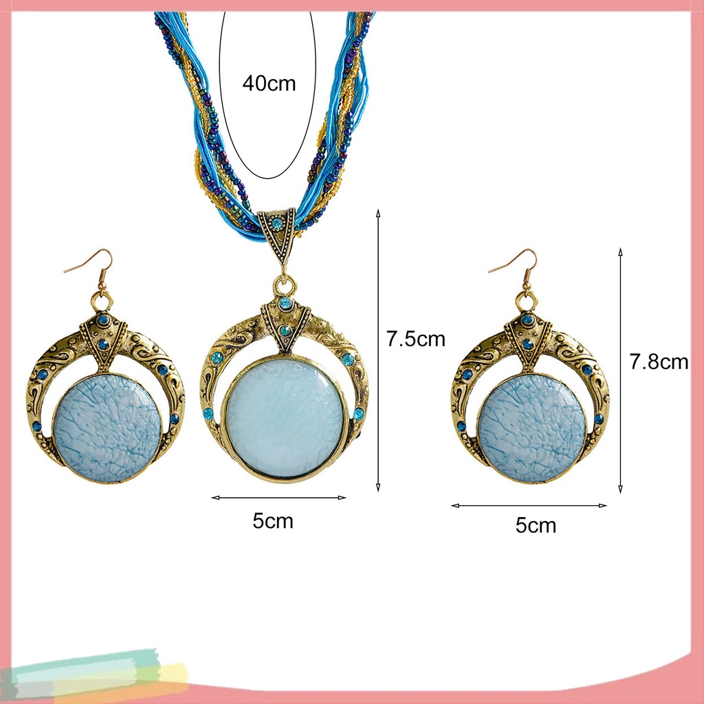 Set 2 Vòng cổ Và Bông Tai Nhiều Lớp Phong Cách Bohemian