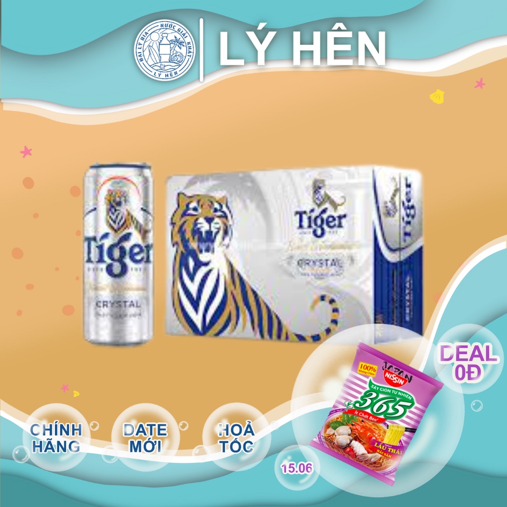 Thùng 24 Lon Cao Bia Tiger Crysal Sleek - Tiger Bạc 330ml Lon Date Luôn Mới