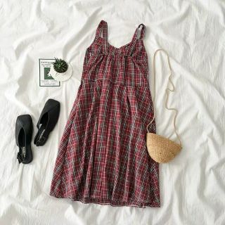 Váy hai dây  kẻ caro order