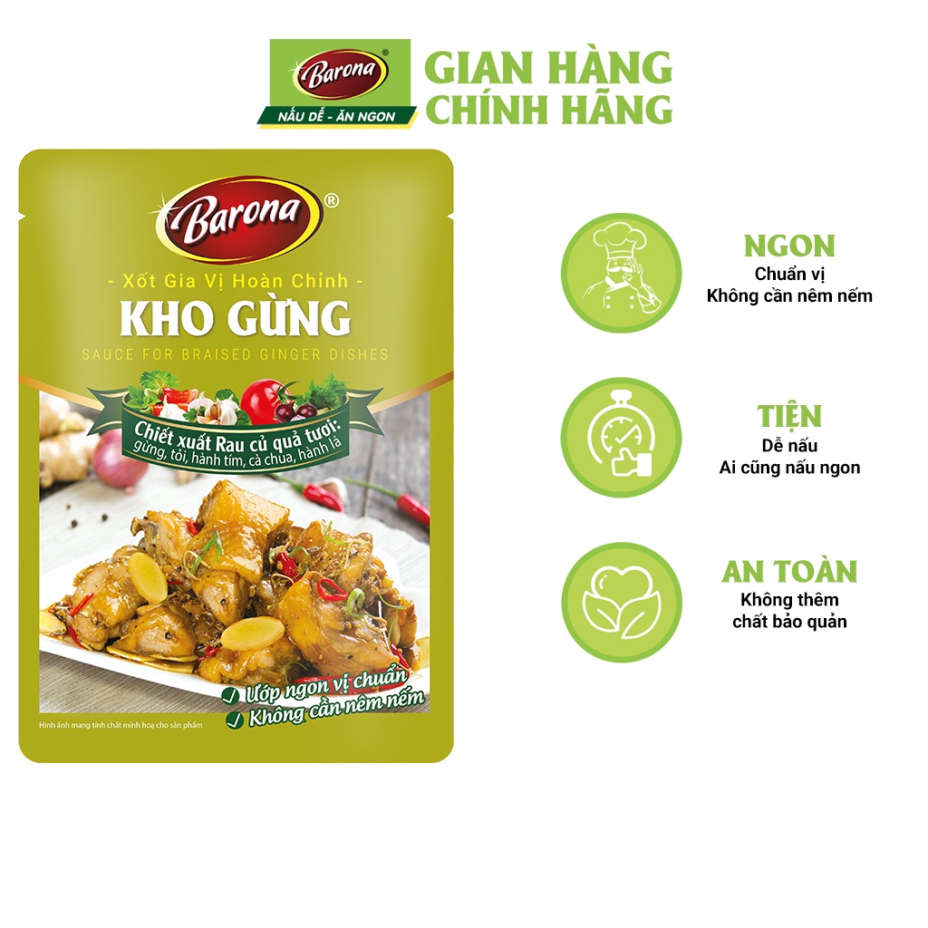 Gia Vị Kho Gừng Barona 80g ướp ngon chuẩn vị không cần nêm nếm