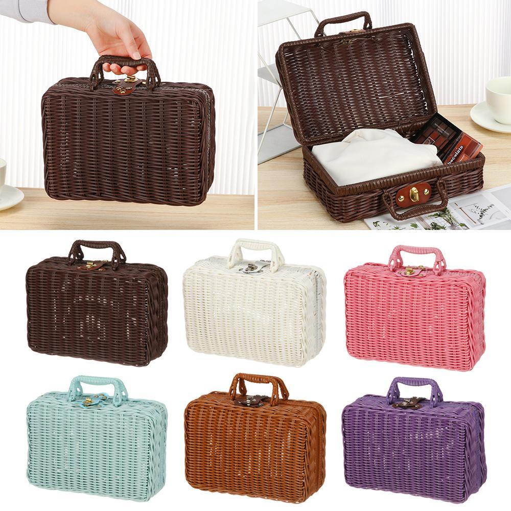 KUNHEV Giỏ Đan Mây Thủ Công Đựng Quà Tặng Phong Cách Retro