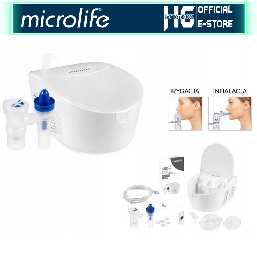 Máy Xông Khí Dung 2 Trong 1 Microlife NEB PRO | Chức Năng Xông Mũi Họng Và Rửa Sạch Khoang Mũi - Bảo Hành 3 Năm