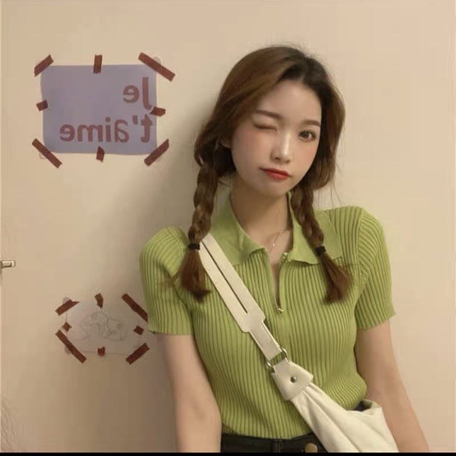 Áo len cổ đức kéo khoá 2 đầu mặc được 2 kiểu siêu xinh 5912-1 Ulzzang style  Hàng Quảng Châu