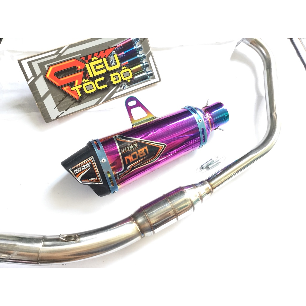 Bộ pô NOBI 7 MÀU full cổ bầu hơi inox exciter, winer, sonic, raider, satria, gsx, tfx, fz, cbr, r15,...