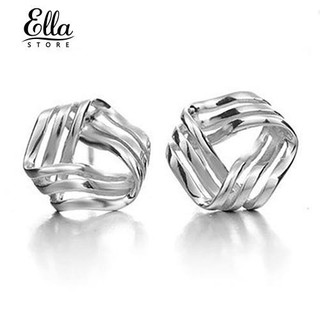 Ellastore lady Triangle Streamlined 925 Sterling Silver Ear Studs Earrings