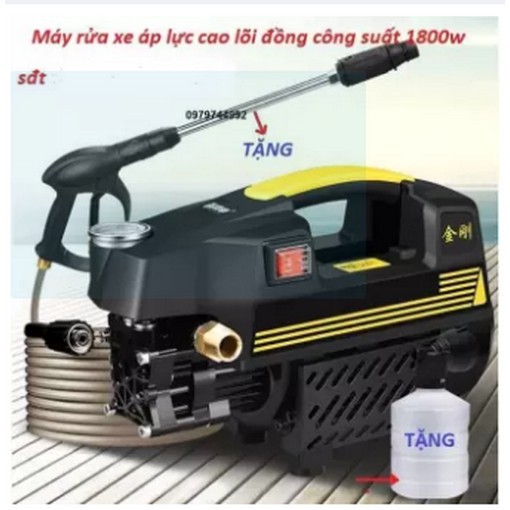 Máy xịt rửa mini - máy rửa xe sakura - 1800W, súg phun dài nửa mét - motor từ- tự hút nước