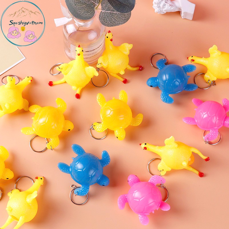 Móc khóa hình chú rùa đẻ trứng gà đẻ trứng đồ chơi giải nén độc lạ ngộ nghĩnh đáng yêu giải tỏa căng thẳng