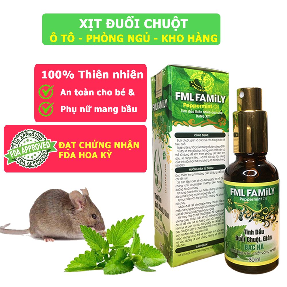 Tinh dầu xịt đuổi chuột FML Family - 100 % Tinh dầu nguyên chất - An toàn sức khỏe