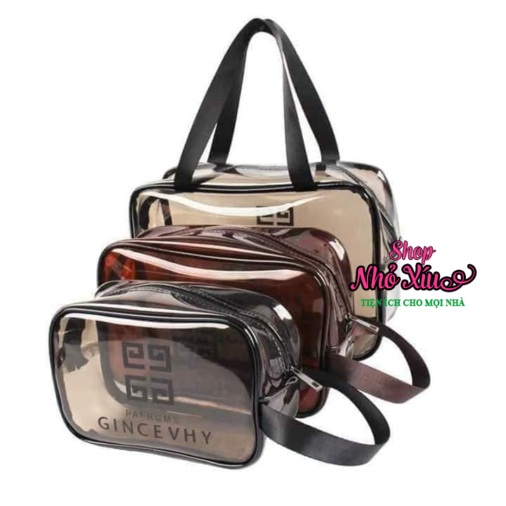 Set 3 túi du lịch đựng quần áo, mỹ phẩm...nhựa trong chống thấm nước (3 size khác nhau)