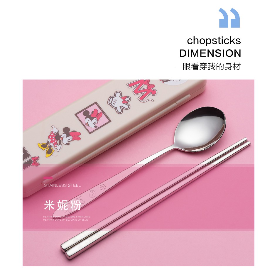 Disney Bộ Muỗng Đũa Nĩa Kèm Hộp Đựng Bằng Thép Không Gỉ 304 In Hoạt Hình frozen