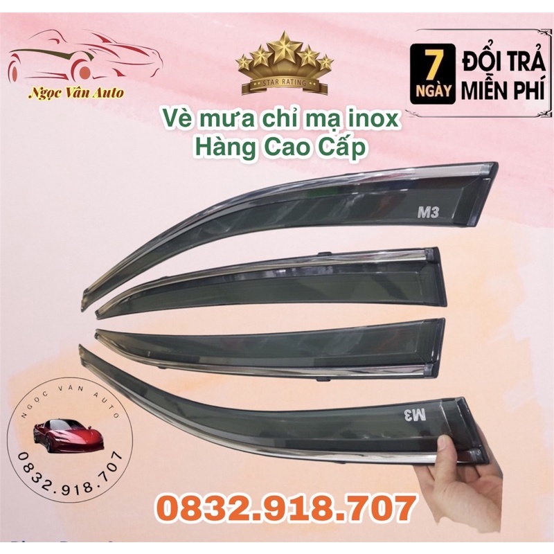 Vè mưa chỉ mạ Mazda 3 2020 - 2021, Hàng cao cấp  ( chỉ viền inox )