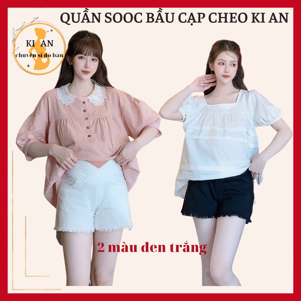 [Giá tận xưởng]Quần sooc bầu cạp chéo vải kaki co giãn❤️quần bầu có chun điều chỉnh❤️đùi bầu size s~2xl❤️QB108