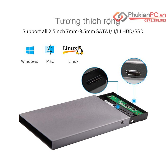 Box SSD HDD Type-C vỏ nhôm thiết kế đẹp