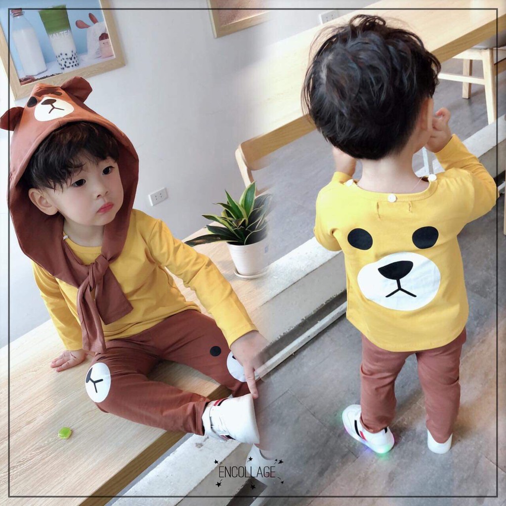 Bộ cotton thú (mũ tháo rời)  cực kute cho bé trai, bé gái BHH