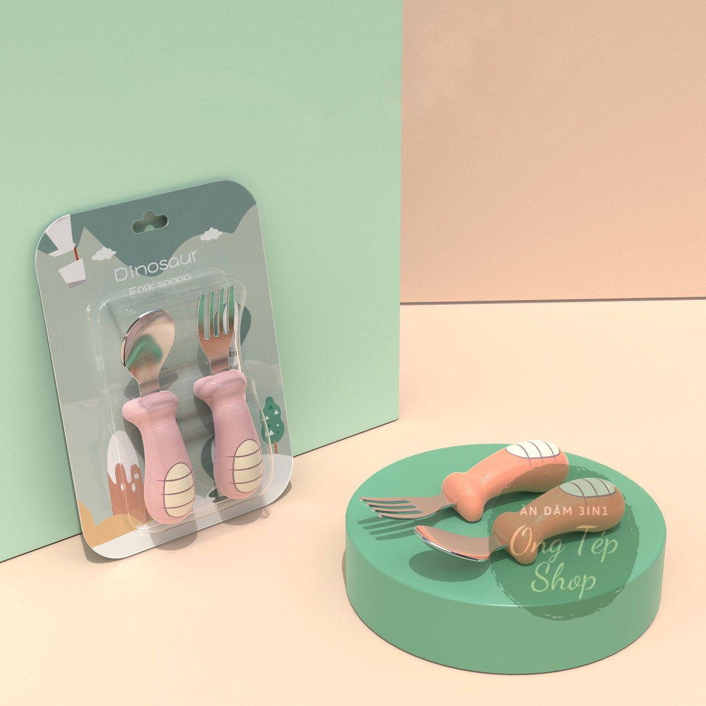 Thìa dĩa tập xúc cho bé chất liệu inox - dạng vỉ