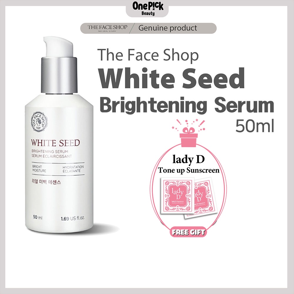 Serum dưỡng trắng da The Face Shop White Seed làm mờ thâm, thu nhỏ lỗ chân lông, cấp ẩm cho làn da săn chắc với dưỡng chất từ hạt hoa đậu Lupin, hoa cúc trắng, vỏ cây liễu trắng [THE FACE SHOP WHITE SEED BRIGHTENING SERUM 50ML]