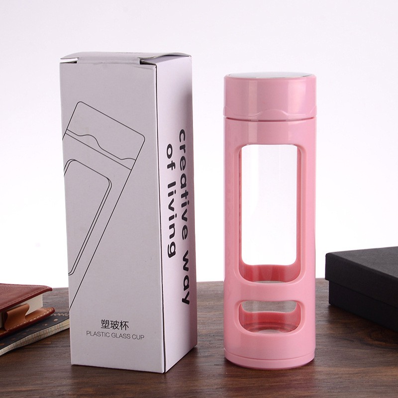Bình Thủy Tinh 500ml Bọc Nhựa Cao Cấp Q058 _ Bao Bọc Chắc Chắn