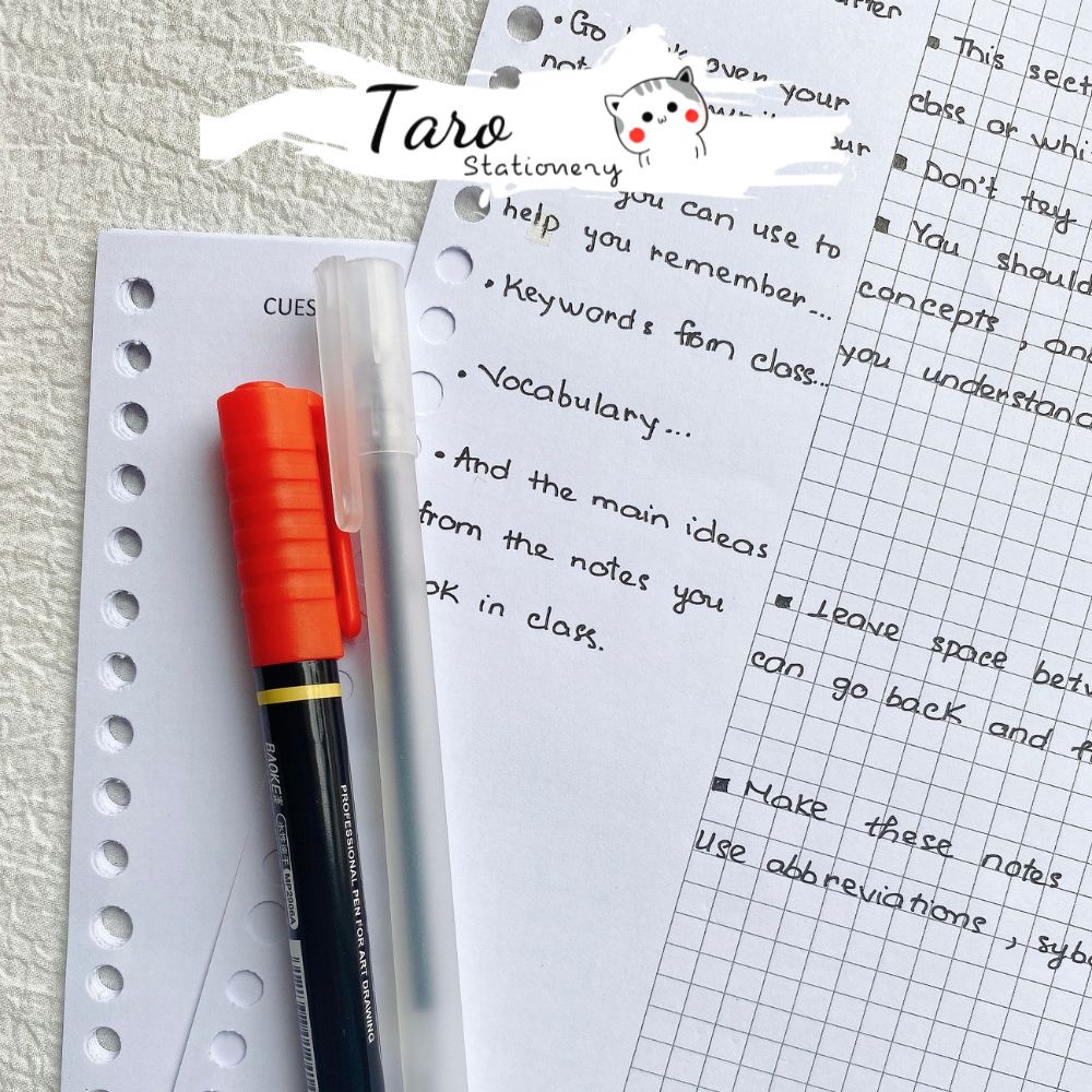 Ruột sổ còng giấy refill 100gsm 20 26 30 lỗ A5 B5 A4 100 trang Taro Stationery