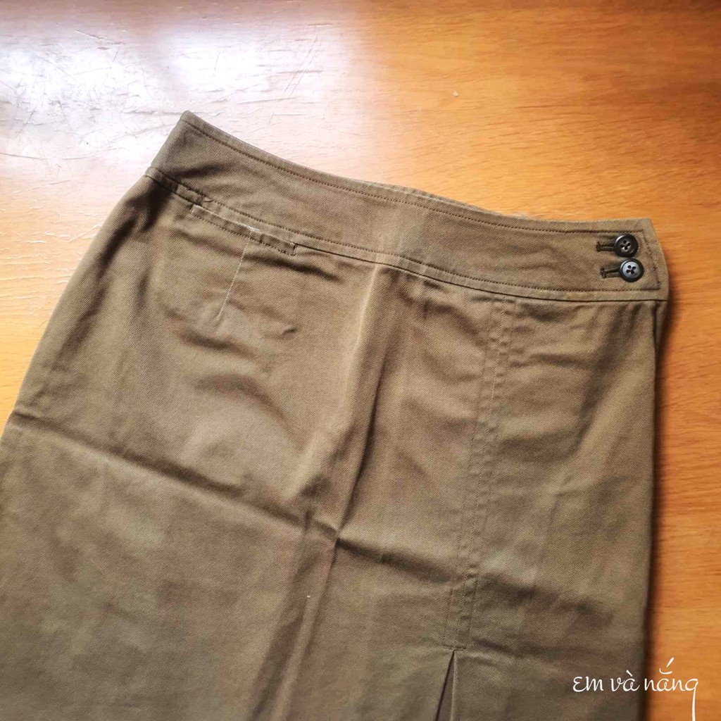 Chân váy kaki vintage Hiệu J.Press, tag còn mới Màu rêu đậm xinh ơi là xinh form chữ A