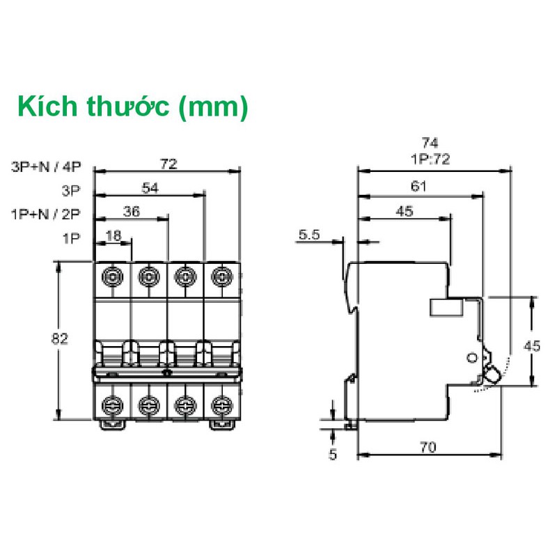 Cầu Dao MCB Schneider iC60N 6kA 4P 400V [ HÀNG CHÍNH HÃNG ] Gía cạnh tranh - Uy tín - Bảo Hành 1 Năm #MCBSchneider6kA4P