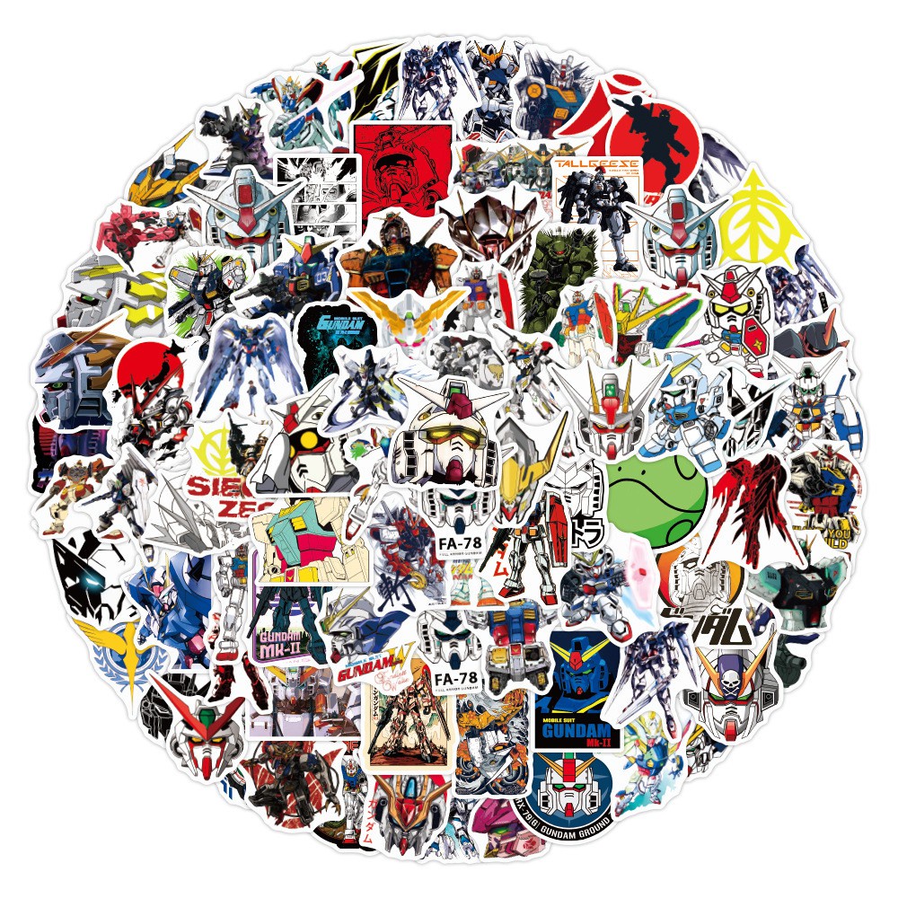 Set 100/50/25/10 nhãn dán họa tiết Gundam chống nước trang trí thủ công độc đáo