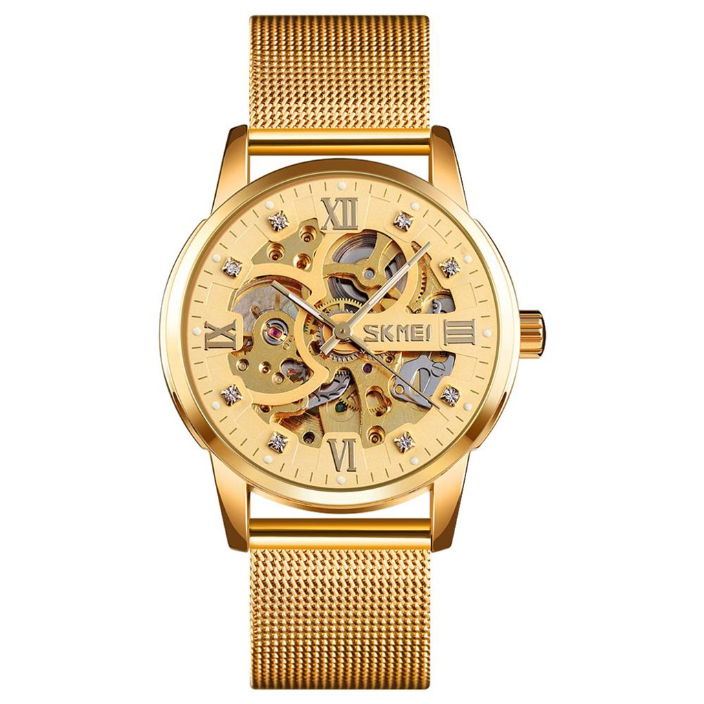 Đồng hồ cơ Digitec 9199 bằng thép không gỉ mạ vàng cho nam