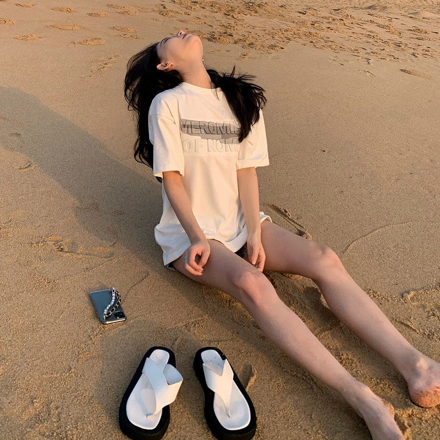 Áo thun ngắn tay dáng rộng in chữ thiết kế mới thời trang mùa hè dành cho nữ