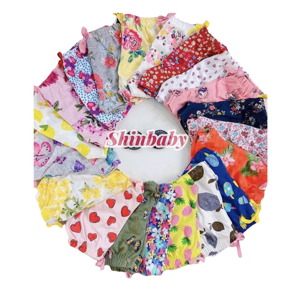 Set 5 quần đùi, quần short có nơ cho bé chất vải cotton mát mịn co giãn thoải mái