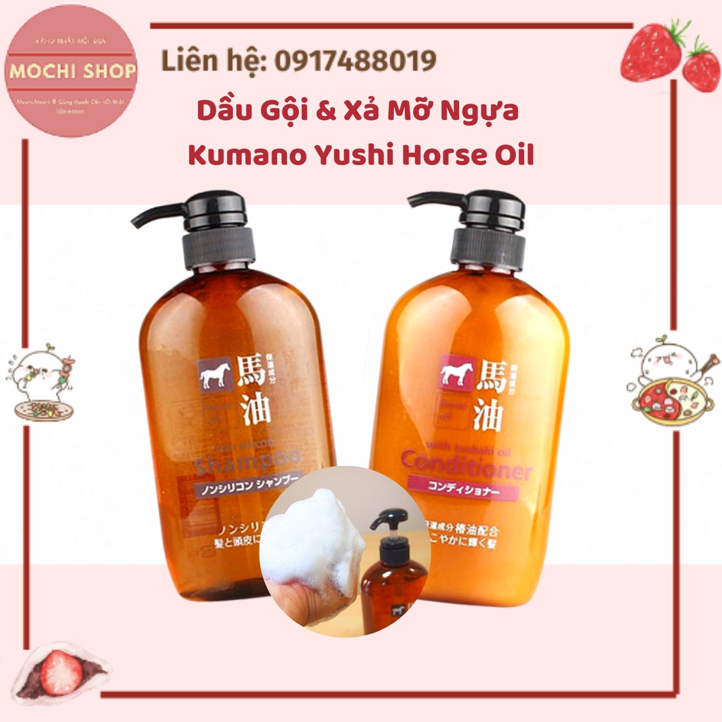 Dầu Gội & Xả Mỡ Ngựa Kumano Yushi Horse Oil 600ml - Nhật Bản