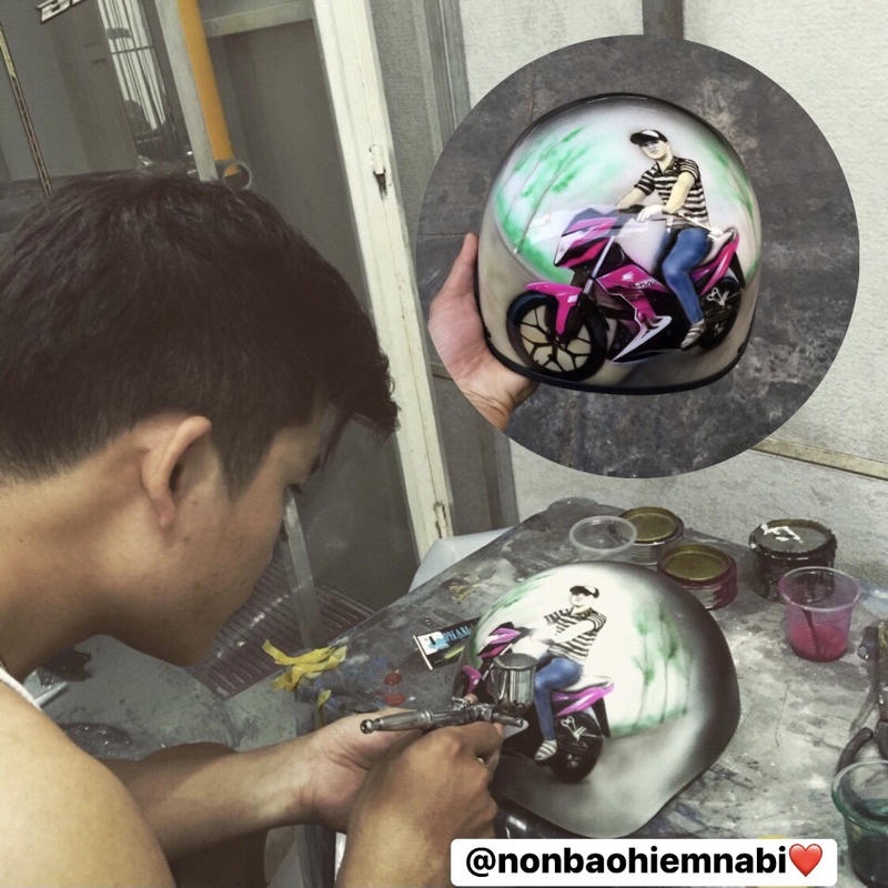 Sơn vẽ mũ bảo hiểm Airbrush theo yêu cầu - Chuẩn - Độc- Uy Tín