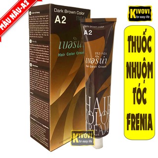 Thuốc Nhuộm Tóc Màu Nâu Lạnh Thái Lan A2 - Kem Nhuộm Tóc Phủ Bạc + Thuốc Trợ Nhuộm Tóc FRENIA - Kivovi