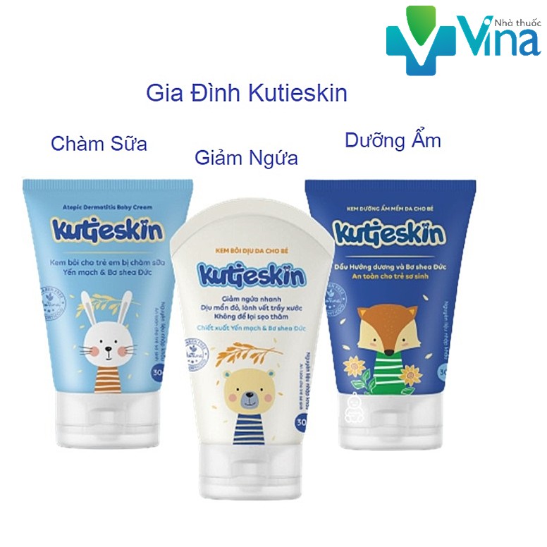 KUTIESKIN - BỘ SẢN PHẨM CHĂM SÓC LÀN DA BÉ [DƯỠNG ẨM, CHÀM SỮA, NGỨA, HĂM, KUTIE SKIN]