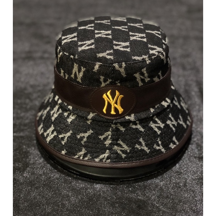 NÓN BUCKET JEAN THÊU N.Y VIỀN DA