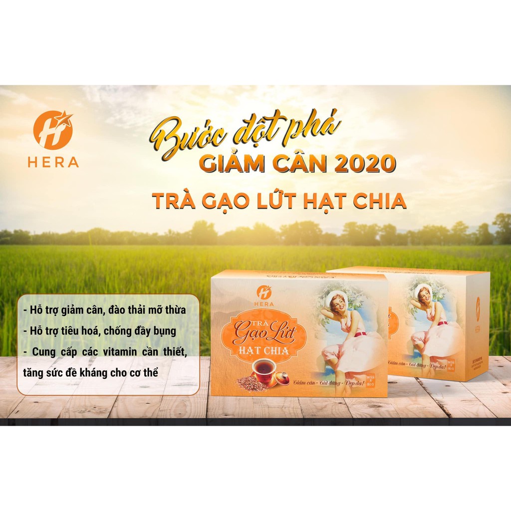 Trà Gạo Lứt Hạt Chia HERA ❤️TẶNG QUÀ XINH❤️ Trà Gạo Lứt Giảm Cân Hạt Chia Hera, Giảm Cân, Giữ Dáng, Đẹp Da