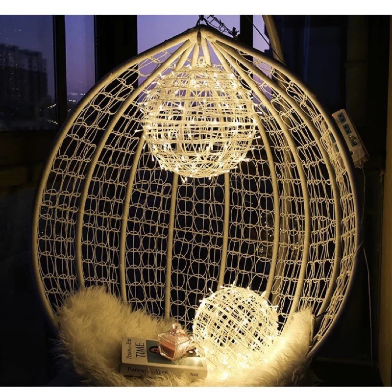 Đèn LED Thả Treo Hình Cầu Mây Trang Trí Đường Phố Cổng Ra Vào Chống Thấm Nước CHƯA Gồm PHÍCH CẮM
