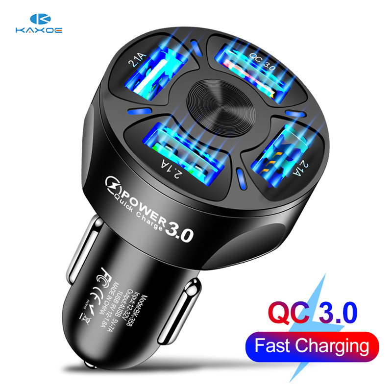 Cốc Sạc Nhanh KAXOE 4 Cổng Usb 3.0 Chuyên Dụng Cho Xe Hơi