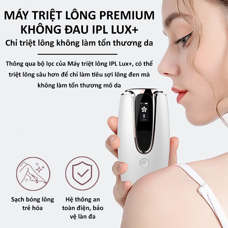 Máy Triệt Lông Vĩnh Viễn 8 Cấp - Trẻ Hóa Da Premium, Vô Hạn Xung, Triệt Tận Gốc - Tặng Kính+200g Gel+Dao Cạo BH [12TH]