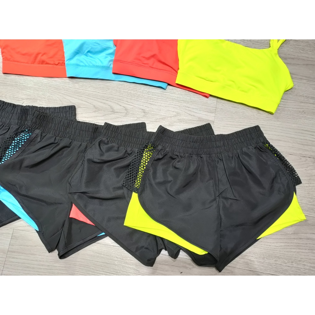 Đồ tập gym nữ, set bộ đùi thể thao áo bra kèm mút quần đùi 2 lớp Bin Sports BN065