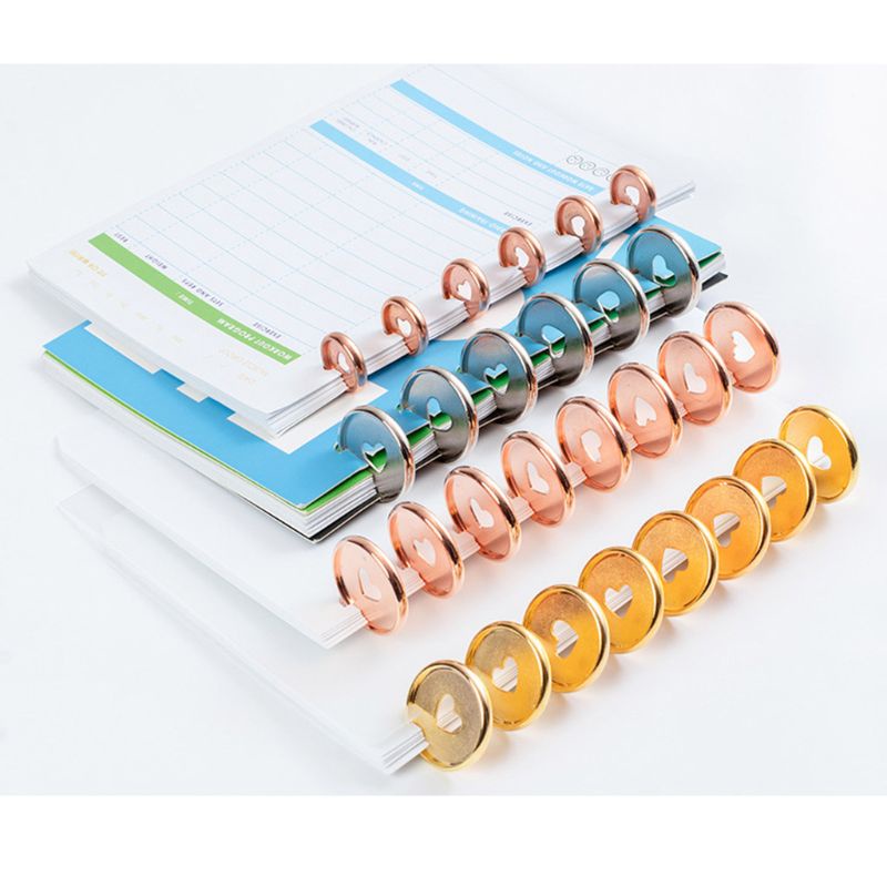 Set 20 Vòng Kẹp Giấy Ghi Chú Bằng Nhựa 35mm Họa Tiết Lỗ Trái Tim / Nấm / Lá Cây Xinh Xắn