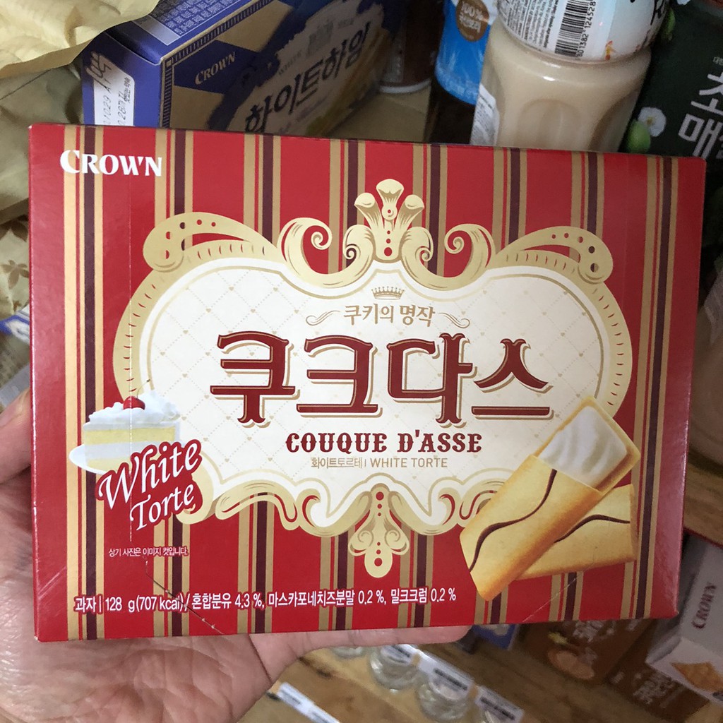 Bánh Ngọt Couque Dase white Torte 128g Crown Hàn Quốc