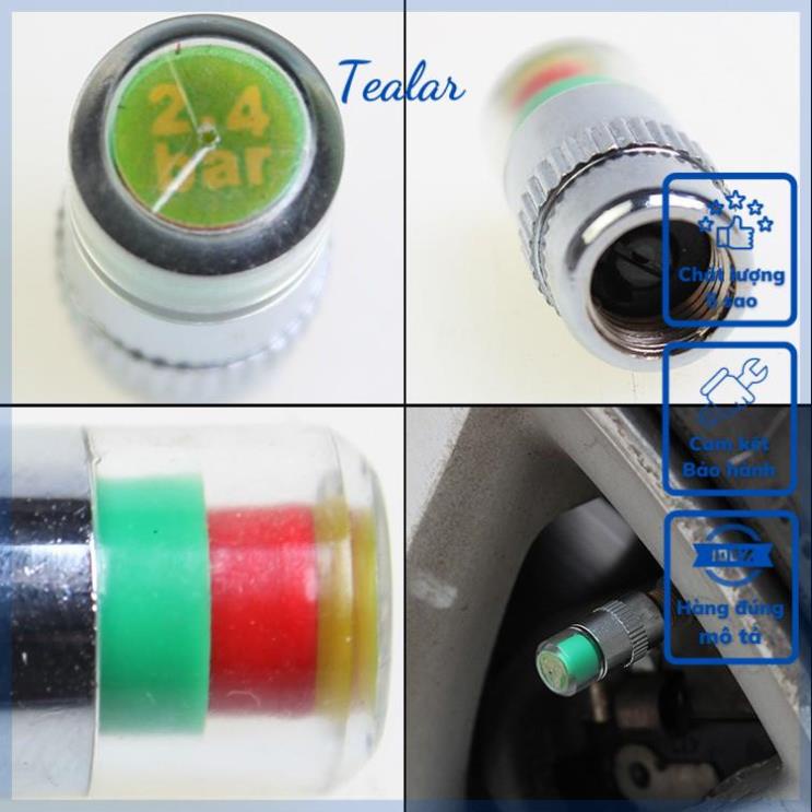 Nắp van cảnh báo áp suất lốp ô tô, xe máy ( Full Phụ kiện ) - Bộ 4 chiếc