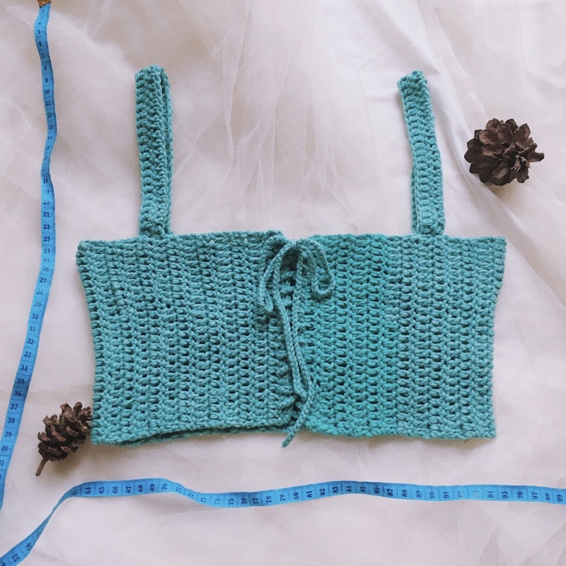 Croptop Len - Bralette Len - Bikini Len Móc - xanhlanhes