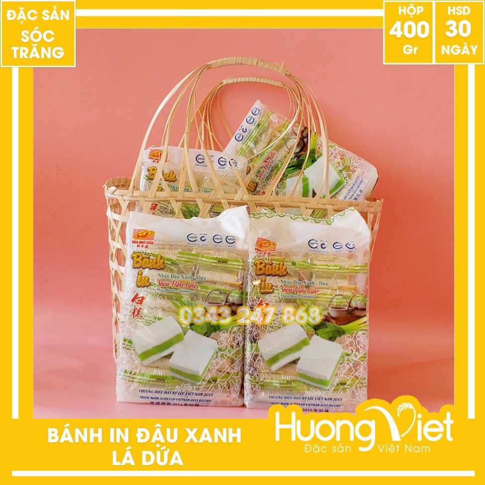 JFHD Bánh in đậu xanh lá dứa Tân Huê Viên túi 10 bánh 25 BA17