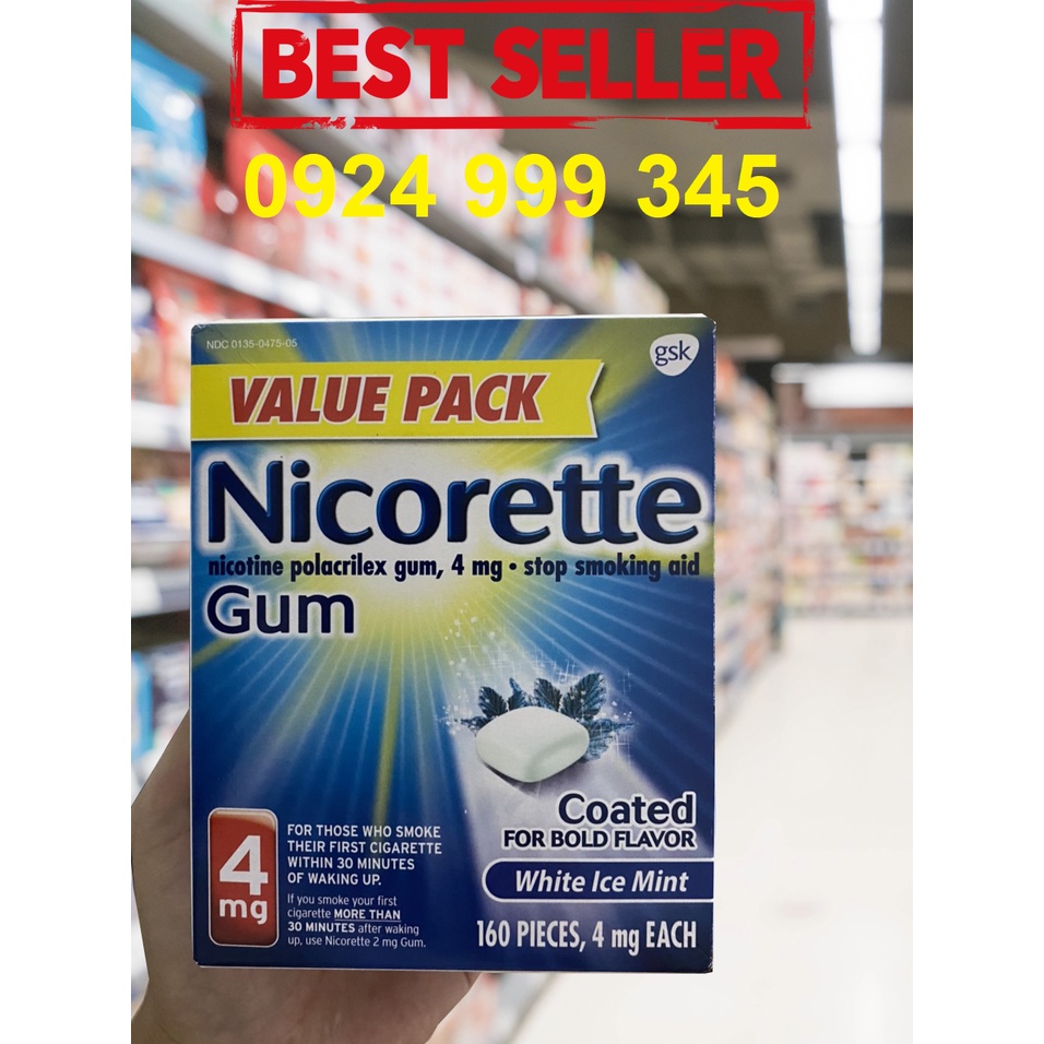 Vỉ 10 viên kẹo cai thuốc Nicorette 4mg vị bạc hà