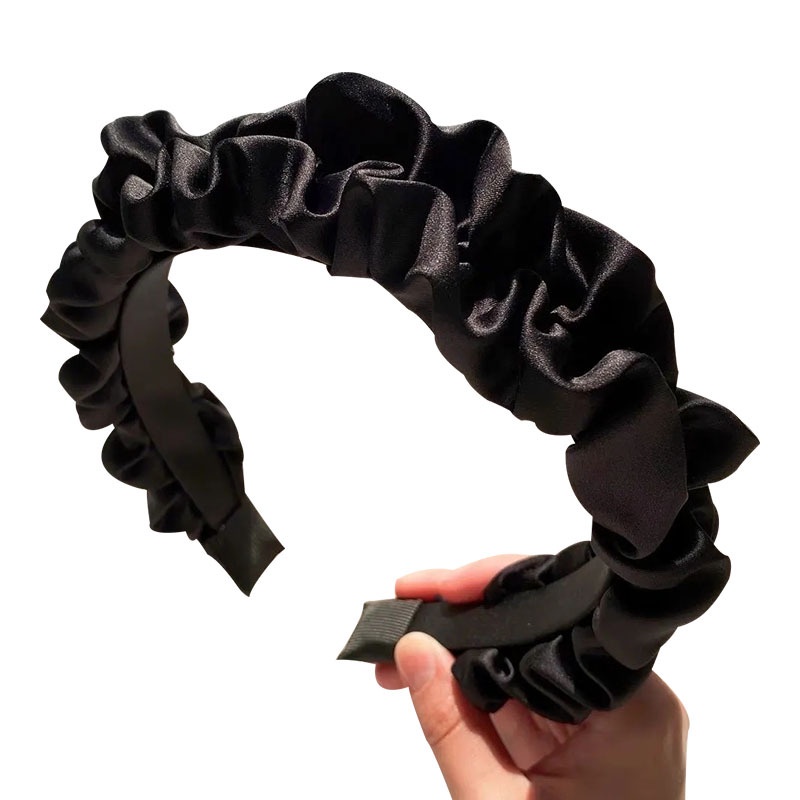 Băng Đô Cài Tóc Rửa Mặt Xúc Xích Rộng Gấp Được Màu Đen 2022 Cho Nữ