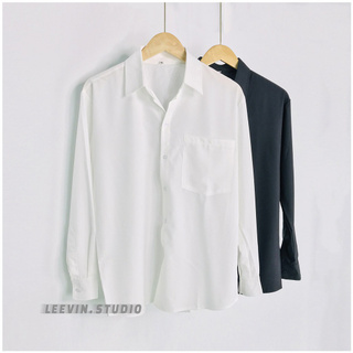Áo sơ mi nam nữ form rộng sơ mi cổ vest unisex tay lỡ, chất vải lụa mịn chống nhăn