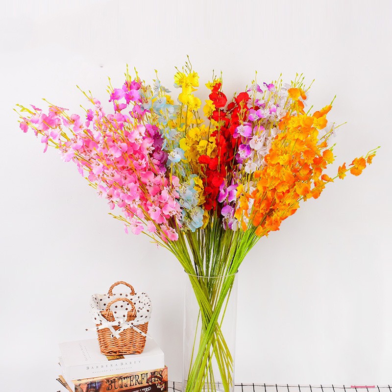 Hoa Lụa Trang Trí -⚡𝗛𝗼𝗮 𝗚𝗶𝗮̉ 𝗖𝗮𝗼 𝗖𝗮̂́𝗽⚡ Lan Vũ Nữ 1 Cành Dài 100cm 5 Nhánh Decor Trang Trí Nhà Cửa Ấm Áp