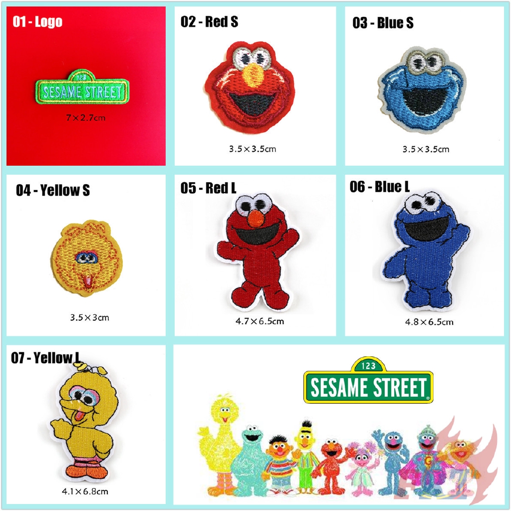 Sticker Ủi Thêu Hình Nhân Vật Hoạt Hình Sesame Street